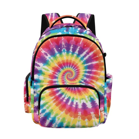 Whosucclay Tie Dye Kids Backpack for Girls Boys, Lightweight Adjustable Straps Elementary School High School Side Pockets Book Bag for Travel Daily Use Hiking