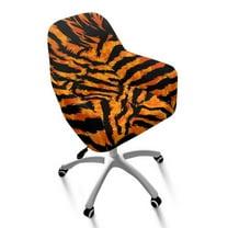 Whosucclay Tiger Stripes Print Curved Back Chair Slipcover Stretch Dining Chair Cover Removable Kitchen Chair Cover Modern Bar Stools Covers for Kitchen Party Banquet Decor