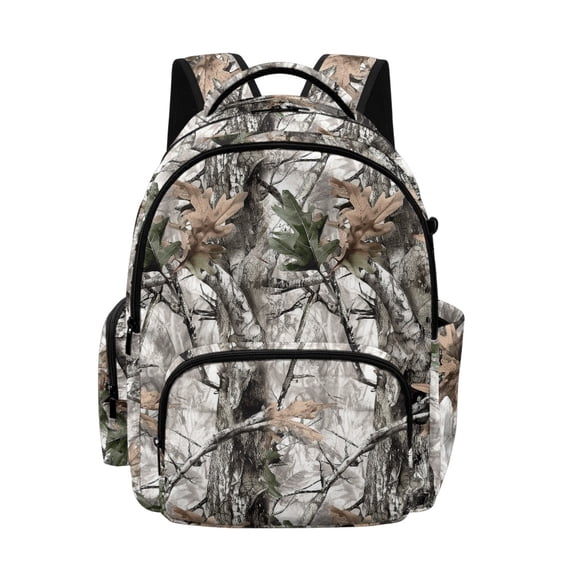 Whosucclay Tree & Leaf Camouflage Pattern 17 Inch School Bookbag, Students Backpack for Boys Girls, Lightweight Large Capacity Daypack for Elementary School College