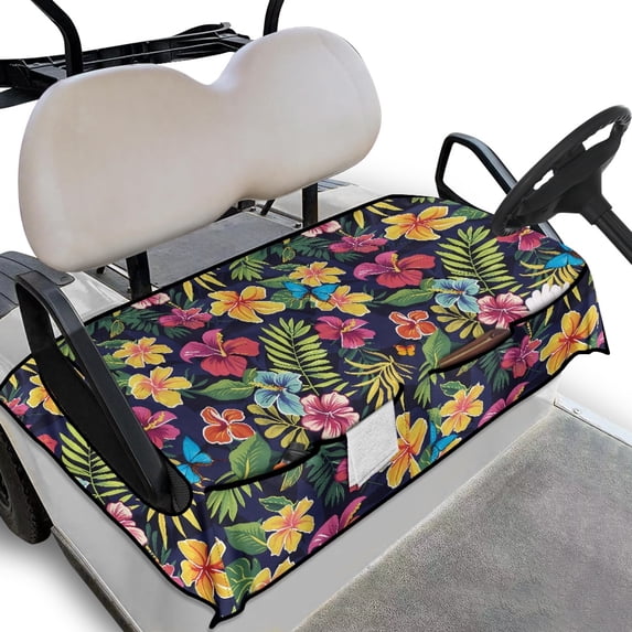 Whosucclay Tropical Plants Anti-Scratch Golf Cart Seat Cover, 4 Pockets Comfort Golf Cart Seat Protector for Yamaha EZGO Club Car, 52.36" x 32.28"