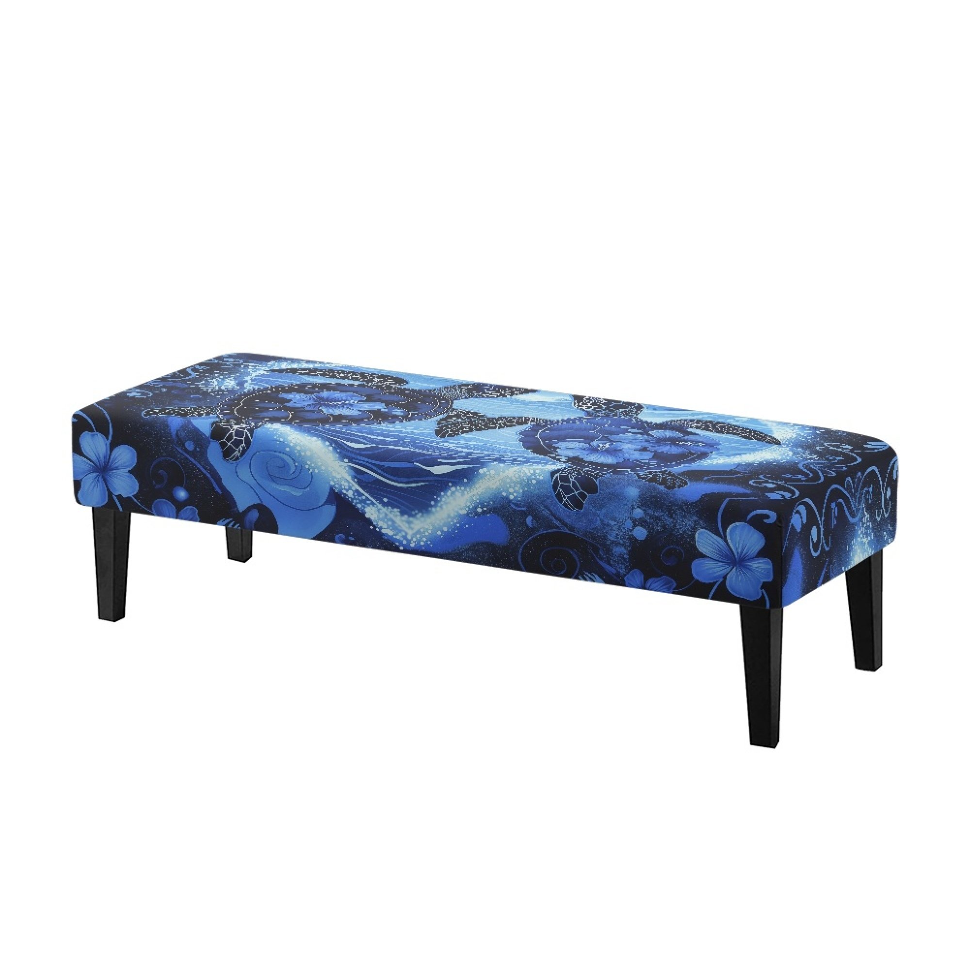 Whosucclay Turtle Hibiscus Print Dining Bench Slipcovers Stretch Bench ...