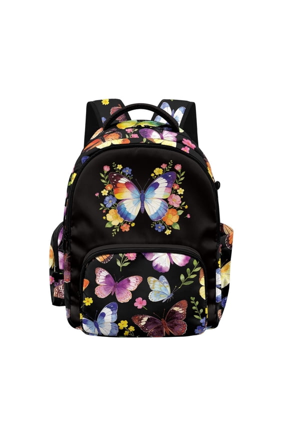 UK Butterfly Kids School Bag with Multi Pocket Design Lightweight Adjustable Straps Rucksack, Large Capacity 17 Inch Backpack for Travel