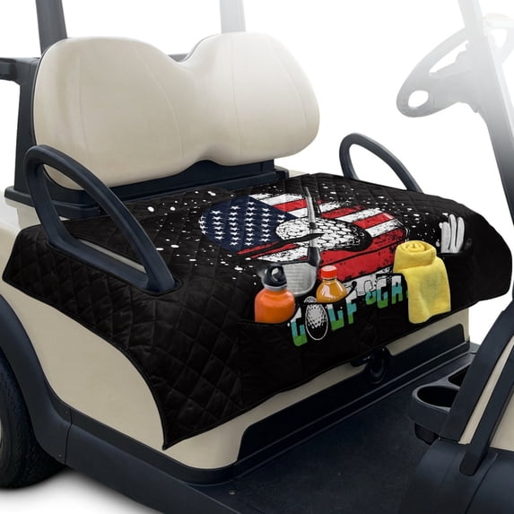 Whosucclay USA Flag Golf Decoration Quilted Golf Cart Seat Covers 4 Convenient Pockets, Sweat Absorption for EZGO Club Car Ds Precedent Tempo Yamaha