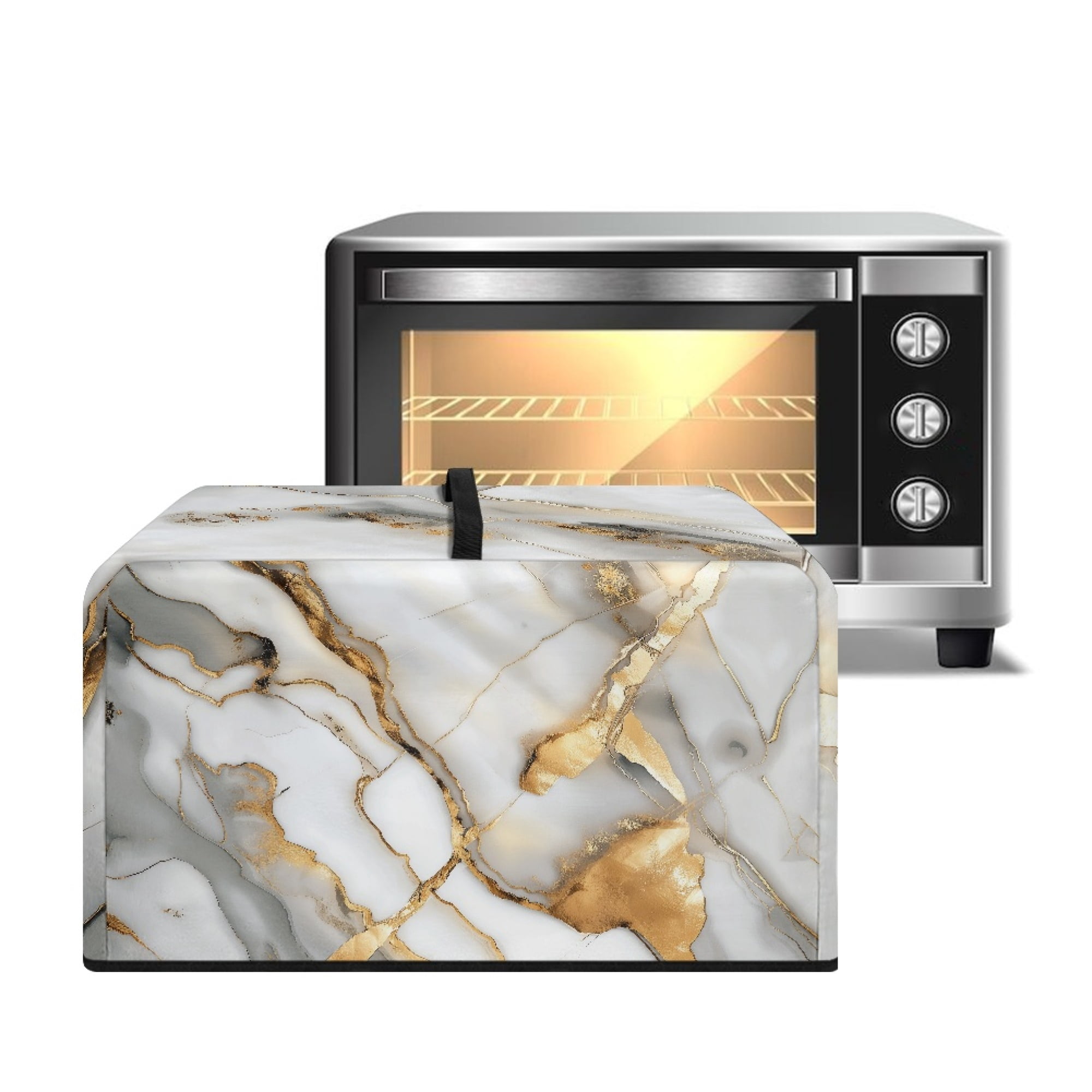 Shielded Toaster Whosucclay White Golden Marble Print Scratch Resistant Microwave Oven ...