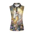 thumbnail image 1 of Whosucclay White Horse and Floral Pattern Women's Sleeveless Golf Shirts for Ladies, V Neck Durable Casual Workout Tank Tops for Athletic Running Outdoor Tennis, 1 of 7