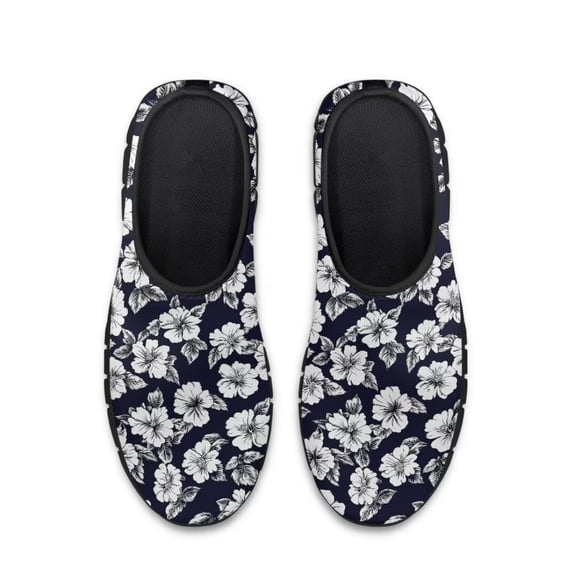 Whosucclay Women's Sneakers, Slip-on No Slip Shoes Suitable for: Walking, Running, Vacation Tennies, Hibiscus Flowers Shoes