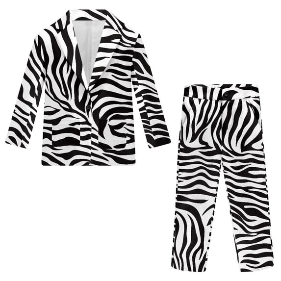 Whosucclay Zebra Kids Formal Outfit, Polyester Fabric Boys Suit for Wedding Photograph Graduation, One Button Elastic Waist Elastic Waistband