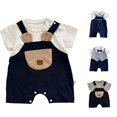 thumbnail image 1 of WhouRiu Baby Boys Cartoon Patchwork Rompers Summer Short Sleeve Lightweight Bodysuit Kids Comfortable Breathable Cute Jumpsuit,6-12 Months, 1 of 5