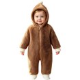 thumbnail image 1 of WhouRiu Baby Boys Casual Zip Up Romper Fall Winter Long Sleeve Solid Color Cute Warm Onesies 6-24 Months, 1 of 5
