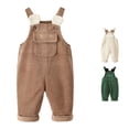 thumbnail image 1 of WhouRiu Baby Boys Solid Color Ribbed Pants Casual Warm Loose Fit Dungarees Kids Autumn Winter Soft Comfortable Everyday Trousers,2-3 Years, 1 of 7