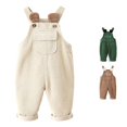 thumbnail image 1 of WhouRiu Baby Boys Solid Color Ribbed Pants Casual Warm Loose Fit Dungarees Kids Autumn Winter Soft Comfortable Everyday Trousers,6-12 Months, 1 of 9