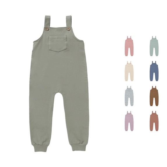 WhouRiu Baby Girls Casual Sleeveless Jumpsuits Solid Color Loose Overalls With Pockets Kids Summer Lightweight Breathable Cute Onesies,18-24 Months
