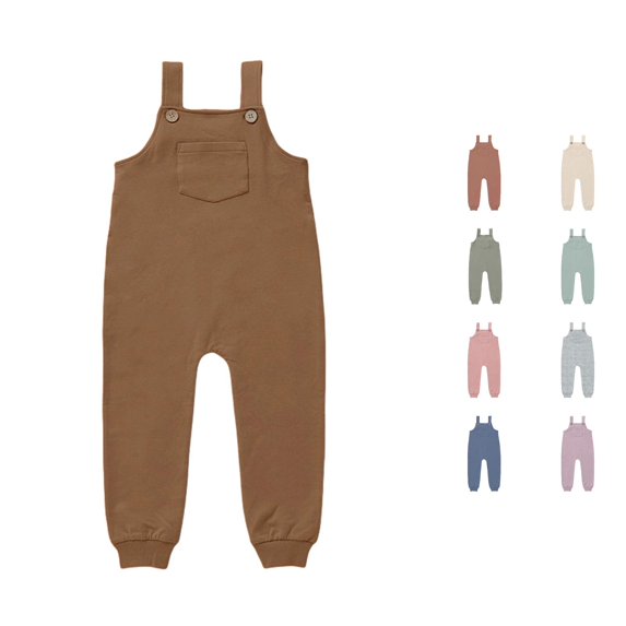 WhouRiu Baby Girls Casual Sleeveless Jumpsuits Solid Color Loose Overalls With Pockets Kids Summer Lightweight Breathable Cute Onesies,4-5 Years