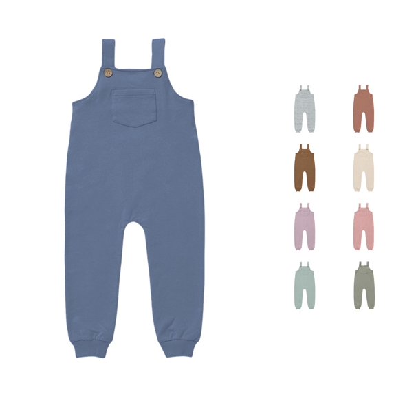 WhouRiu Baby Girls Casual Sleeveless Jumpsuits Solid Color Loose Overalls With Pockets Kids Summer Lightweight Breathable Cute Onesies,6-12 Months