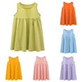 thumbnail image 1 of WhouRiu Baby Girls Casual Tank Dress Summer Sleeveless Solid Color Ruffle Party Dresses, 1 of 3