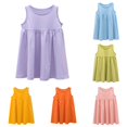thumbnail image 1 of WhouRiu Baby Girls Casual Tank Dress Summer Sleeveless Solid Color Ruffle Party Dresses, 1 of 3
