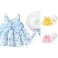 thumbnail image 1 of WhouRiu Baby Girls Summer Beach Dress Casual Sleeveless Floral Print Swing Dresses With Straw Hat Kids Comfortable Cute Sundress,3-4 Years, 1 of 6