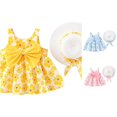 thumbnail image 1 of WhouRiu Baby Girls Summer Beach Dress Casual Sleeveless Floral Print Swing Dresses With Straw Hat Kids Comfortable Cute Sundress,3-4 Years, 1 of 6