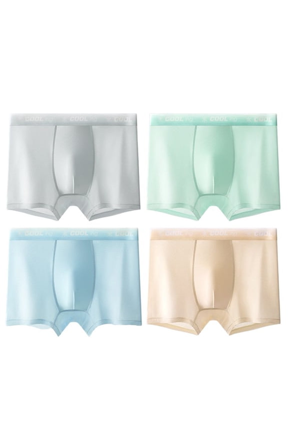 Big Boy' Boxer Shorts Summer Ice Silk Breathable Soft Underwear Kids Lightweight Cozy Underpants,4-Pack Blue,Size 12-13