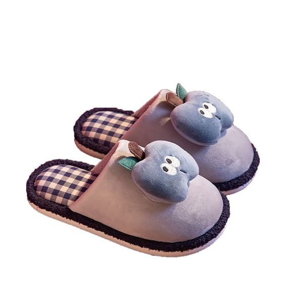 WhouRiu Big Boy Girl Slippers Fleece Warm Thickened Scuff Slipper Children Home Wear Cozy Winter Indoor Shoes Gray Little Child1.5