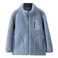 thumbnail image 1 of WhouRiu Big Girls Boys Winter Coat Warm Thickened Stand Collar Zip Up Jacket Kids Thermal Soft Windproof Coats Blue,Sized 16-18, 1 of 2