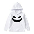 thumbnail image 1 of WhouRiu Big Boy Holiday Hoodie Halloween Face Pumpkin Print Hooded Sweatshirt Party Comfy Hoodie White,Sized 9-10, 1 of 3