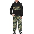 thumbnail image 1 of WhouRiu Big Boy Outfit Set Camo Graphic Long Sleeve Hoodies Jogger Athletic Comfy Sports Durable Outfit for Children Black,Size 12-13 Y, 1 of 4