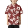 thumbnail image 1 of WhouRiu Big Boy Shirts Leaf Print Short Sleeve Button Open Shirt Kids Beach Loose Comfy Tops Red,Sizes 10-11, 1 of 3