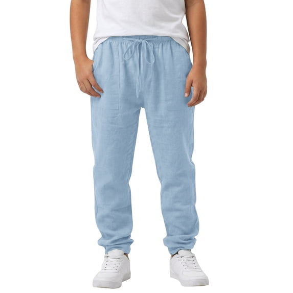 WhouRiu Big Boy's Pants Formal Straight Leg Pants Durable Trousers Child Baggy Breathable Comfortable Casual Pants Blue,Size 16-17 Y