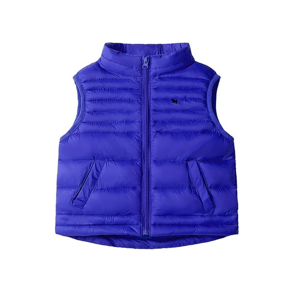 WhouRiu Big Boy's Winter Coat Lightweight Thermal Quilted Vest with Stand Collar Children Sleeveless Windproof Puffer Coats Blue,Sized 9-10