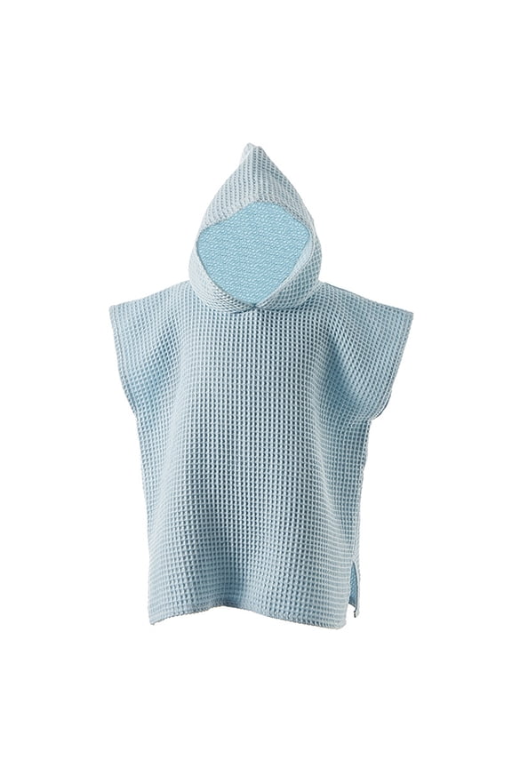 Big Boys Bathrobes Short Sleeve Robe Hooded Bathrobe Child Summer Beach Poncho Towels Blue,Sizes 3-15