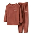 thumbnail image 1 of WhouRiu Big Boys Pajama Set Flannel Long Sleeve Top Pants Kids Solid Winter Warm Fuzzy Loungewear Outfits Red.Sizes 13-14, 1 of 3