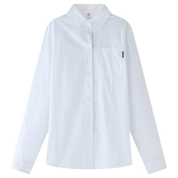 WhouRiu Big Boys' Shirts Long Sleeve Button-Up Formal Tops Children Solid Lapel Spring Fall Clothes White,Sizes 14-15