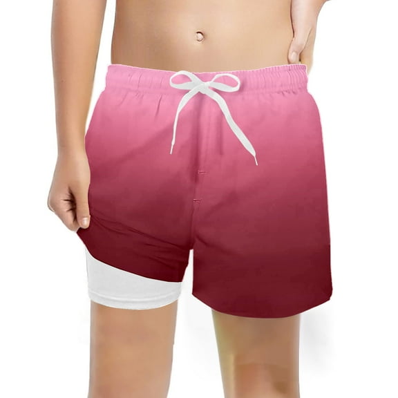 WhouRiu Big Boys' Shorts Drawstring Elastic Waist Gradient Shorts Kids Beach Loose Casual Half Pants Gray,Sizes 10-12