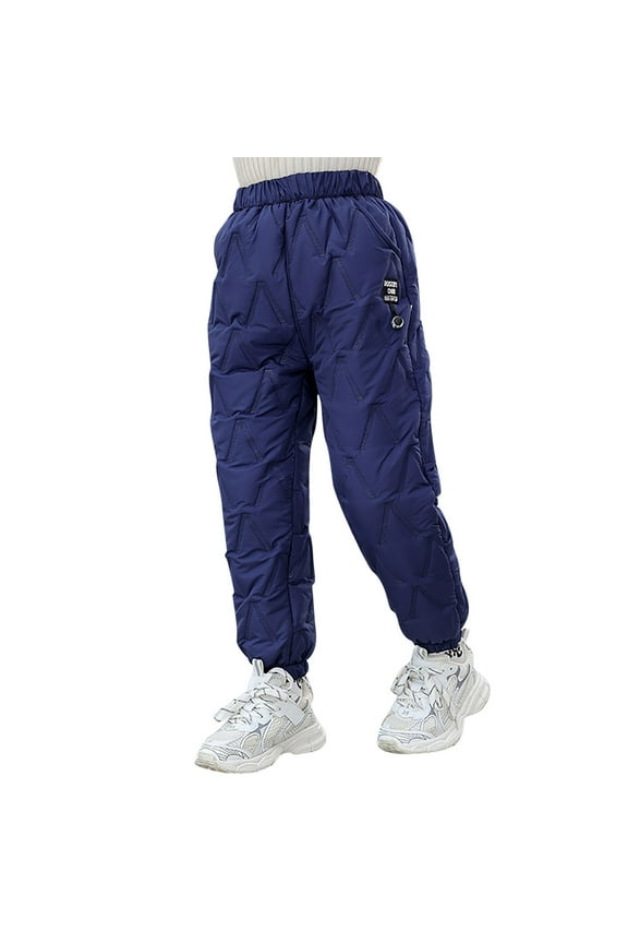 Big Boys Snow Pants Warm Thick Elastic Waist Jogger Pants Child Outerwear Snow Wear Winter Trousers Blue,Sized 10-12