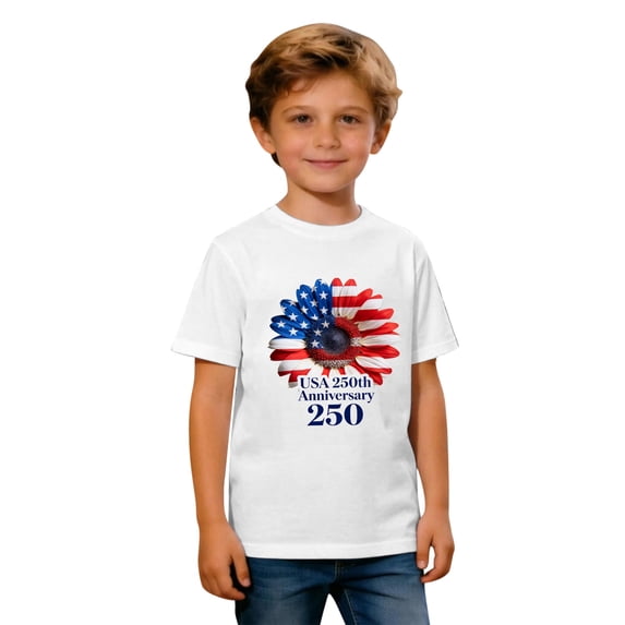 WhouRiu Big Boys T Shirt 4th of July USA Flag Print Short Sleeve Tee Summer Breathable Athletic Tshirt White