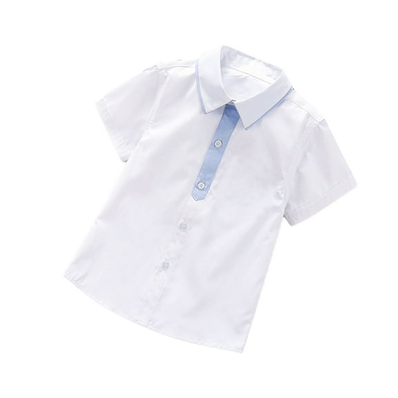 WhouRiu Big Boys Tshirts Polka Dot Print Lapel Short Sleeved Shirt Kids Summer Formal T-Shirts Gray,Sizes 11-12