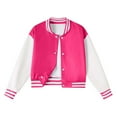thumbnail image 1 of WhouRiu Big Girl' Bomber Jacket Color Block Long Sleeve Button Up Crop Jacket Child Lightweight Athletic Autumn Jackets Red,Sized 13-14, 1 of 5