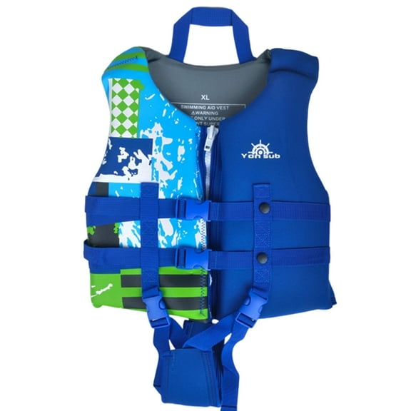WhouRiu Big Girl Boy Swimwear Life Vest for Pool Beach Summer Water Play Comfortable Buoyancy Swim Suit,1-Piece for Teen Blue,Size 10-11 Y