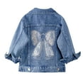 thumbnail image 1 of WhouRiu Big Girl' Jacket Bow Embroidery Button Up Classic Denim Jacket Children Stylish Streetwear Fall Jackets Blue,Sized 11-12, 1 of 4