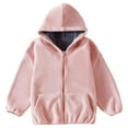 thumbnail image 1 of WhouRiu Big Girls Boys Jacket Flannel Warm Loose Hooded Coat Children Cozy Thermal Sports Autumn Winter Jackets Pink,Sized 9-10, 1 of 4