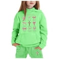 thumbnail image 1 of WhouRiu Big Girl Outfit Set Long Sleeve Hoodie Pullover Top Pants Kids Fall Winter Casual Sweat Suit Green.Sizes 12-13, 1 of 3