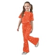 thumbnail image 1 of WhouRiu Big Girl Outfit Set Stylish Short Sleeve Top Flared Pants Kids Spring Summer Party Holiday Cozy Outfits Orange,Size 9-10 Y, 1 of 3