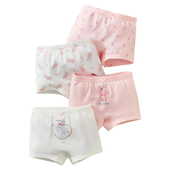 WhouRiu Big Girl' Panties Elastic Waist Breathable Cotton Shorts Kids Comfortable Soft Stretchy Underwear,4-Pack Pink,Size 11-12