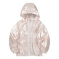 thumbnail image 1 of WhouRiu Big Girl Rain Jacket Shiny Zipper Hooded Lightweight Windbreaker Child Comfy Waterproof Outdoor Jackets Pink,Sized 14-15, 1 of 3
