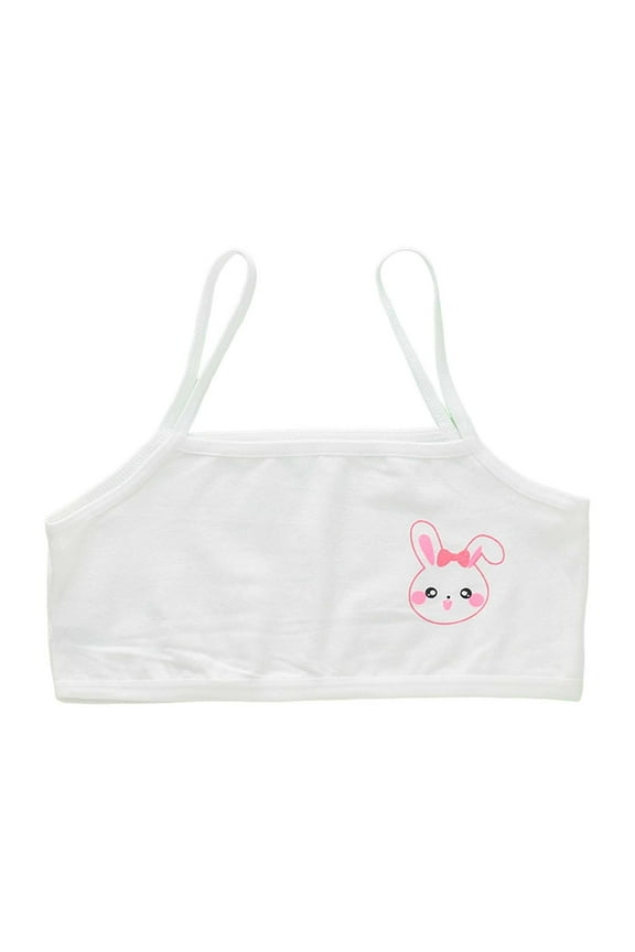 Big Girl Sports Bra Seamless Cami Cotton First Bra Children White Lightweight Teen Training Bras White,Size 10-14