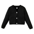 thumbnail image 1 of WhouRiu Big Girl' Sweater Open Front Button Knitted Cardigan Kids Fashion Outerwear School Loose Autumn Sweaters Black,Sized 7-8, 1 of 6