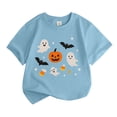 thumbnail image 1 of WhouRiu Big Girl T Shirt Halloween Cartoon Print Short Sleeve Tshirt Kids Fashion Party Holiday Casual Tee Blue,Sized 10-11, 1 of 3