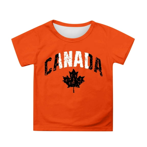 WhouRiu Big Girl' T Shirts Canada Day Short Sleeve Tee Tops Children Summer Casual Basic T Shirt Orange,Sizes 10-11