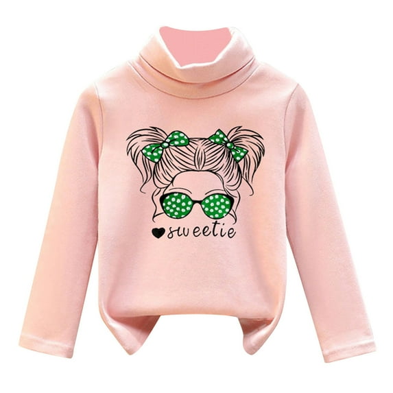WhouRiu Big Girl T Shirts High Collar Long Sleeve Shirts Kids Warm Velvet Soft Under Tops Green,Sizes 7-8